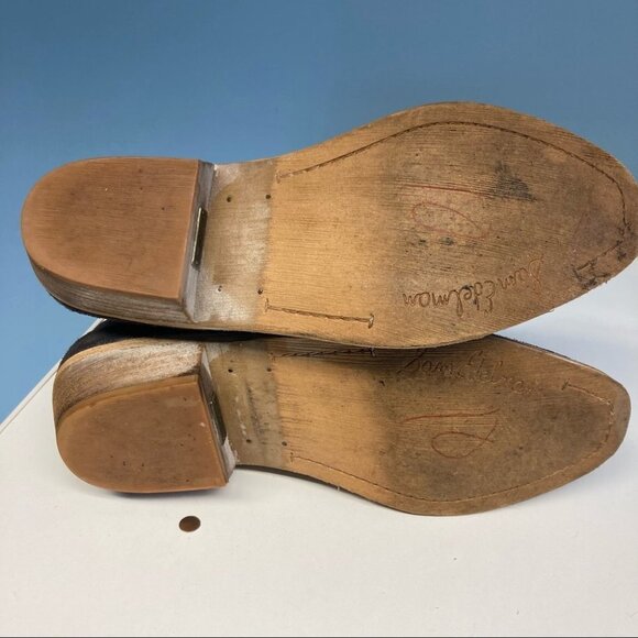 SAM EDELMAN Sz 8.5 Suede Western Style Stacked 1.5” Heel Booties - Picture 7 of 10